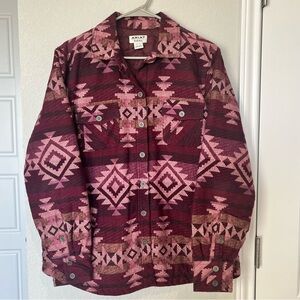 Ariat Women's R.E.A.L. Shacket Burgundy Southwest Aztec Tribal Boho Western XL